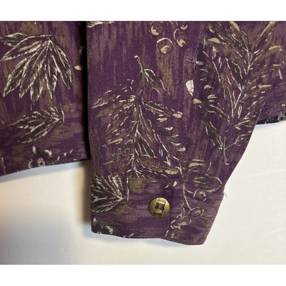 Cj Banks Stretch Button Up Shirt Jacket Floral Base color Purple Long Sleeve XL - Picture 6 of 9